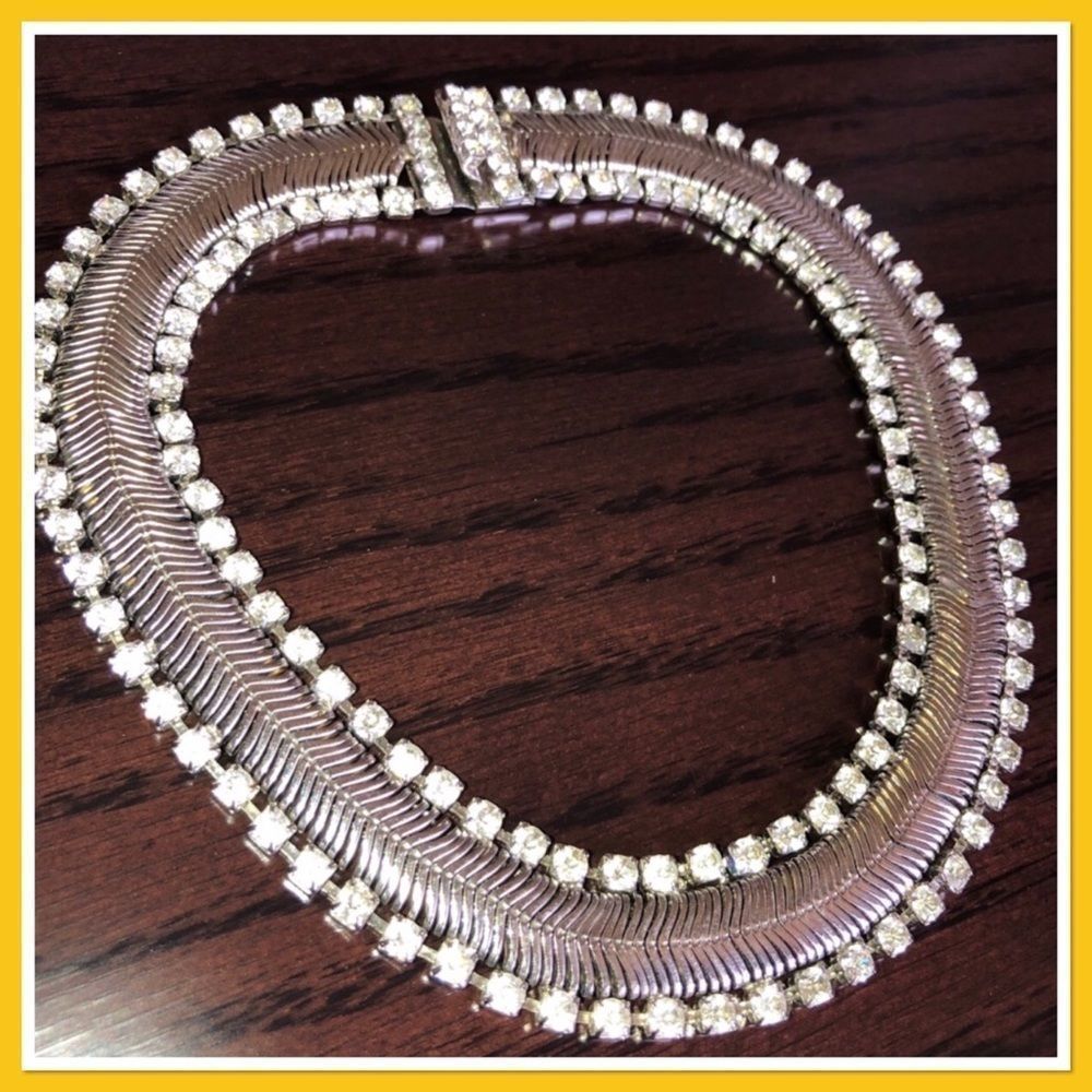 🌟Vintage Rhinestone Silver Necklace - Picture 9 of 12